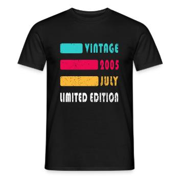 Juillet 2005. Cadeau d’anniversaire Juillet 2005 - T-shirt homme - noir - Devant - AI Model Male 178 light (178cm)