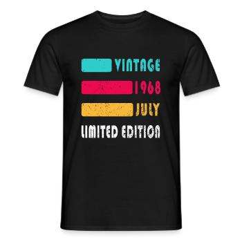 Don juillet 1968. Anniversaire juillet 1968. - T-shirt homme - noir - Devant - AI Model Male 178 light (178cm)