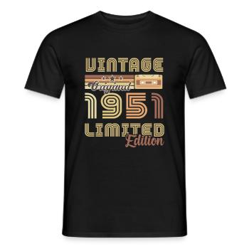 Original 1951 Vintage Retro Jubiläum - Männer T-Shirt - Schwarz - Vorne - AI Model Male 178 light (178cm)