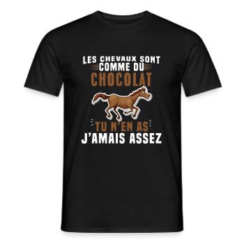 Les chevaux sont comme du chocolat - T-shirt homme - noir - Devant - AI Model Male 178 light (178cm)