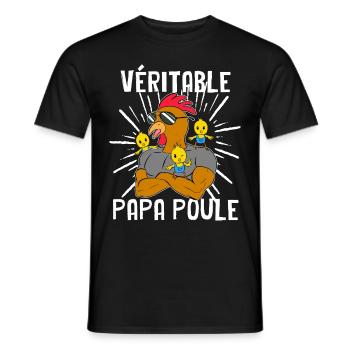 Véritable Papa Poule Avec 3 Poussin Cadeau - T-shirt homme - noir - Devant - AI Model Male 178 light (178cm)