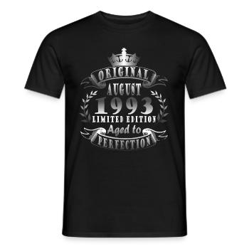 Août 1993 Anniversaire Août 1993 Août - T-shirt homme - noir - Devant - AI Model Male 178 light (178cm)