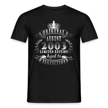 August 2003 Anniversary August 2003 August - Men's T-Shirt - black - Front - AI Model Male 178 light (178cm)