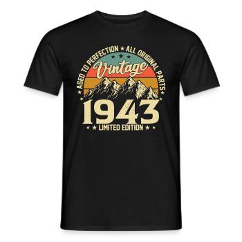 Aged to Perfection 1943 81st Birthday Vintage - Men's T-Shirt - black - Front - AI Model Male 178 light (178cm)