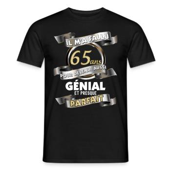 Anniversaire 65 ans Homme Retraité Papa Papy - T-shirt homme - noir - Devant - AI Model Male 178 light (178cm)