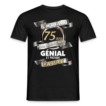 Anniversaire 45 ans Retraité Génial - T-shirt homme - noir - Devant - AI Model Male 178 light (178cm)
