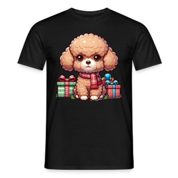 Toy Poodle Christmas Cute Family Kids Santa Claus - Men's T-Shirt - black - Front - AI Model Male 178 light (178cm)