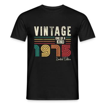 1975 Anniversaire vintage rétro né en 1975 - T-shirt homme - noir - Devant - AI Model Male 178 light (178cm)