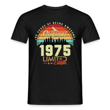 1975 Anniversaire vintage rétro né en 1975 - T-shirt homme - noir - Devant - AI Model Male 178 light (178cm)