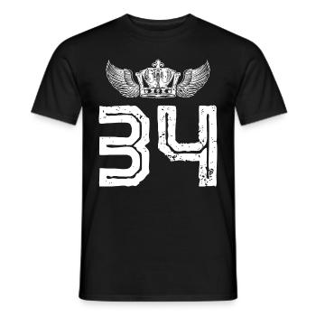 34 Zahl Krone - Männer T-Shirt - Schwarz - Vorne - AI Model Male 178 light (178cm)