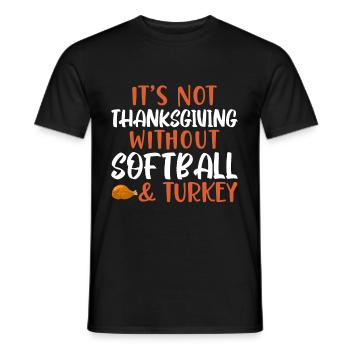 Kein Thanksgiving Ohne Softball Und Truthahn - Männer T-Shirt - Schwarz - Vorne - AI Model Male 178 light (178cm)