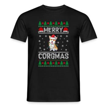 Chien de Noël moche - Happy Corgmas - T-shirt homme - noir - Devant - AI Model Male 178 light (178cm)