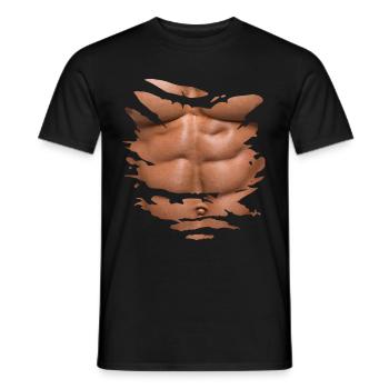 Brust Six Pack Bauchmuskeln aus Ripped - Männer T-Shirt - Schwarz - Vorne - AI Model Male 178 light (178cm)