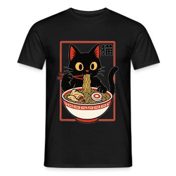 Nouilles Ramen Chat - T-shirt homme - noir - Devant - AI Model Male 178 light (178cm)