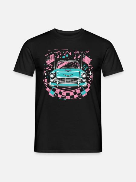 Fünfziger Jahre 1950er Auto Musik - Männer T-Shirt - Schwarz