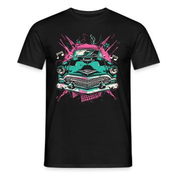 Fifties 1950s Car Music - Men's T-Shirt - black - Front - AI Model Male 178 light (178cm)