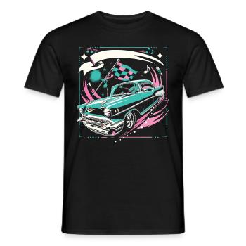 Fifties 1950s Car Music - Men's T-Shirt - black - Front - AI Model Male 178 light (178cm)