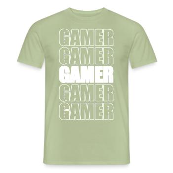 GAMER - Men's T-Shirt - sage - Front - AI Model Male 178 light (178cm)