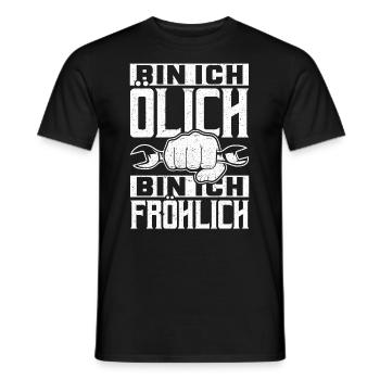 Motorrad Mofa Bin ich Ölich bin ich Fröhlich - Männer T-Shirt - Schwarz - Vorne - AI Model Male 178 light (178cm)