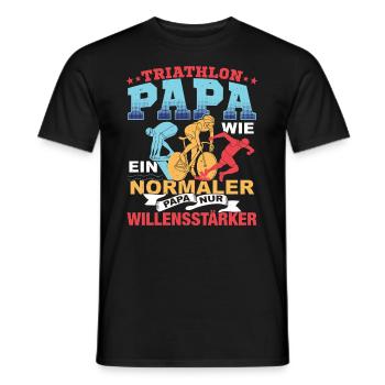 Laufen Triathlon Papa nur Willensstärker Triathlon - Männer T-Shirt - Schwarz - Vorne - AI Model Male 178 light (178cm)