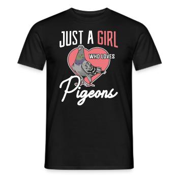 Pigeons voyageurs Juste une fille qui aime les pigeons - T-shirt homme - noir - Devant - AI Model Male 178 light (178cm)