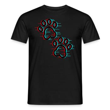 Glitch Pfotenabdruck - Männer T-Shirt - Schwarz - Vorne - AI Model Male 178 light (178cm)