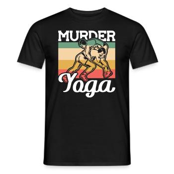 Vintage Murder Yoga Wrestler - Men's T-Shirt - black - Front - AI Model Male 178 light (178cm)