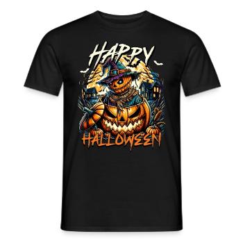 Halloween - Happy Halloween Scarecrow - Männer T-Shirt - Schwarz - Vorne - AI Model Male 178 light (178cm)