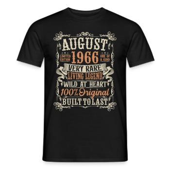 Born August 1966 Birthday Gift - Men's T-Shirt - black - Front - AI Model Male 178 light (178cm)