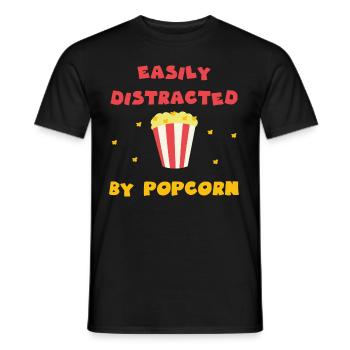 Distrait par Popcorn Citation ironique Popcorn - T-shirt homme - noir - Devant - AI Model Male 178 light (178cm)