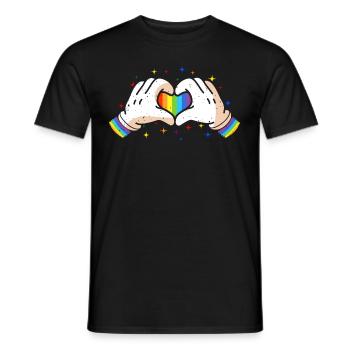 CSD LGBT Hände formen Regenbogen Herz Pride - Männer T-Shirt - Schwarz - Vorne - AI Model Male 178 light (178cm)