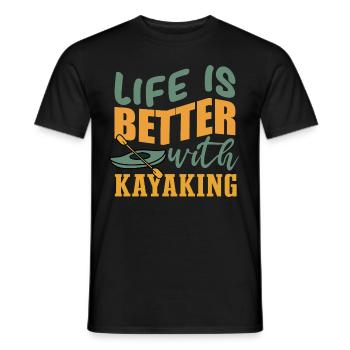 Life With Kayaking Whitewater Kayak Sports - Men's T-Shirt - black - Front - AI Model Male 178 light (178cm)