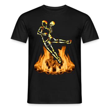 Joueur de handball en flammes Cadeau de handball - T-shirt homme - noir - Devant - AI Model Male 178 light (178cm)