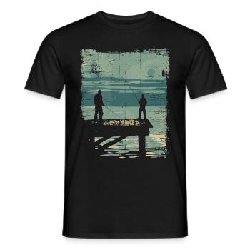 Père et fils en tant que partenaires de pêche - T-shirt homme - noir - Devant - AI Model Male 178 light (178cm)