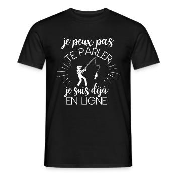 je peux pas te parler je suis déjà en ligne - T-shirt homme - noir - Devant - AI Model Male 178 light (178cm)