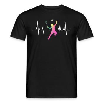 Badminton heartbeat colorful - Men's T-Shirt - black - Front - AI Model Male 178 light (178cm)