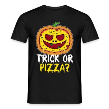 Trick or Pizza? Pizza Face Pumpkin - Men's T-Shirt - black - Front - AI Model Male 178 light (178cm)