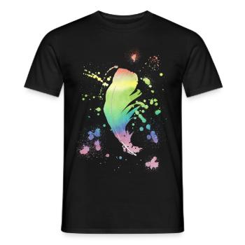 Plume arc-en-ciel vintage shabby cool cadeau - T-shirt homme - noir - Devant - AI Model Male 178 light (178cm)