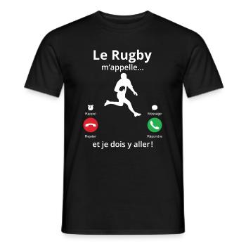 le rugby m'appelle et je dois y aller cadeau rugby - T-shirt homme - noir - Devant - AI Model Male 178 light (178cm)
