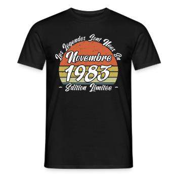 Les légendes sont nées en Novembre 1983 Cadeau. - T-shirt homme - noir - Devant - AI Model Male 178 light (178cm)