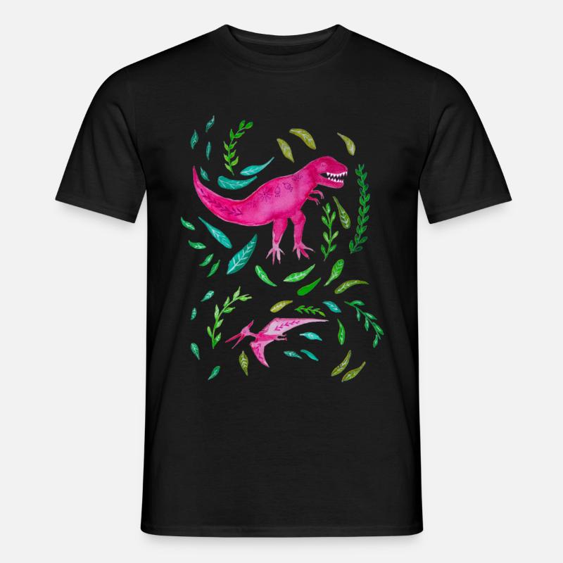 Pink T-Rex Florales Design Geschenk - Männer T-Shirt - Schwarz