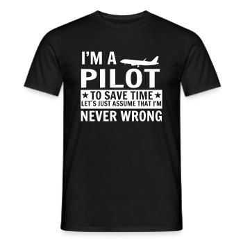 pilot - Men's T-Shirt - black - Front - AI Model Male 178 light (178cm)