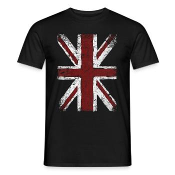 Union Jack Vintage Großbritannien Flagge Used Look - Männer T-Shirt - Schwarz - Vorne - AI Model Male 178 light (178cm)