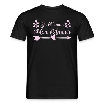 Je t'aime mon amour. cadeau saint valentin. couple - T-shirt homme - noir - Devant - AI Model Male 178 light (178cm)