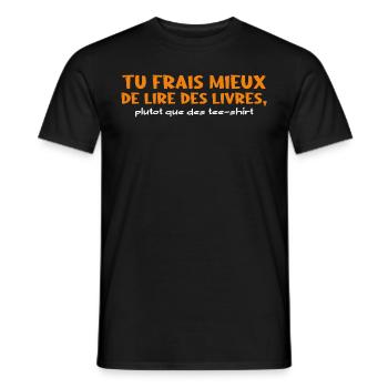 Lire des livres - T-shirt homme - noir - Devant - AI Model Male 178 light (178cm)