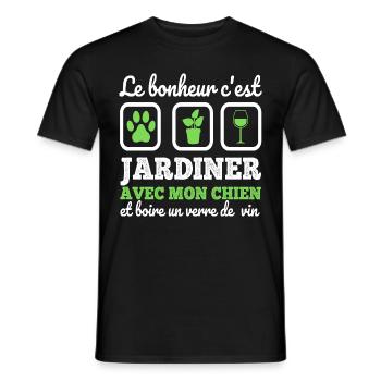 Le bonheur c'est jardiner cadeau jardinage - T-shirt homme - noir - Devant - AI Model Male 178 light (178cm)