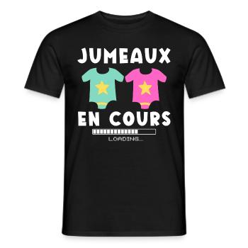 Jumeaux en cours humour annonce naissance cadeau - T-shirt homme - noir - Devant - AI Model Male 178 light (178cm)