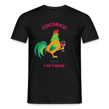 Cocorico c'est l'apéro | apéritif humour drôle - T-shirt homme - noir - Devant - AI Model Male 178 light (178cm)