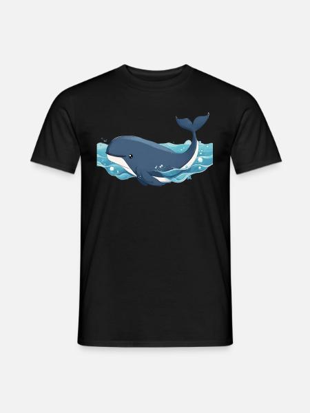 Schwimmender Wal - Männer T-Shirt - Schwarz