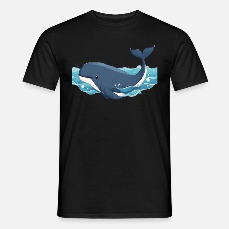 Schwimmender Wal - Männer T-Shirt - Schwarz